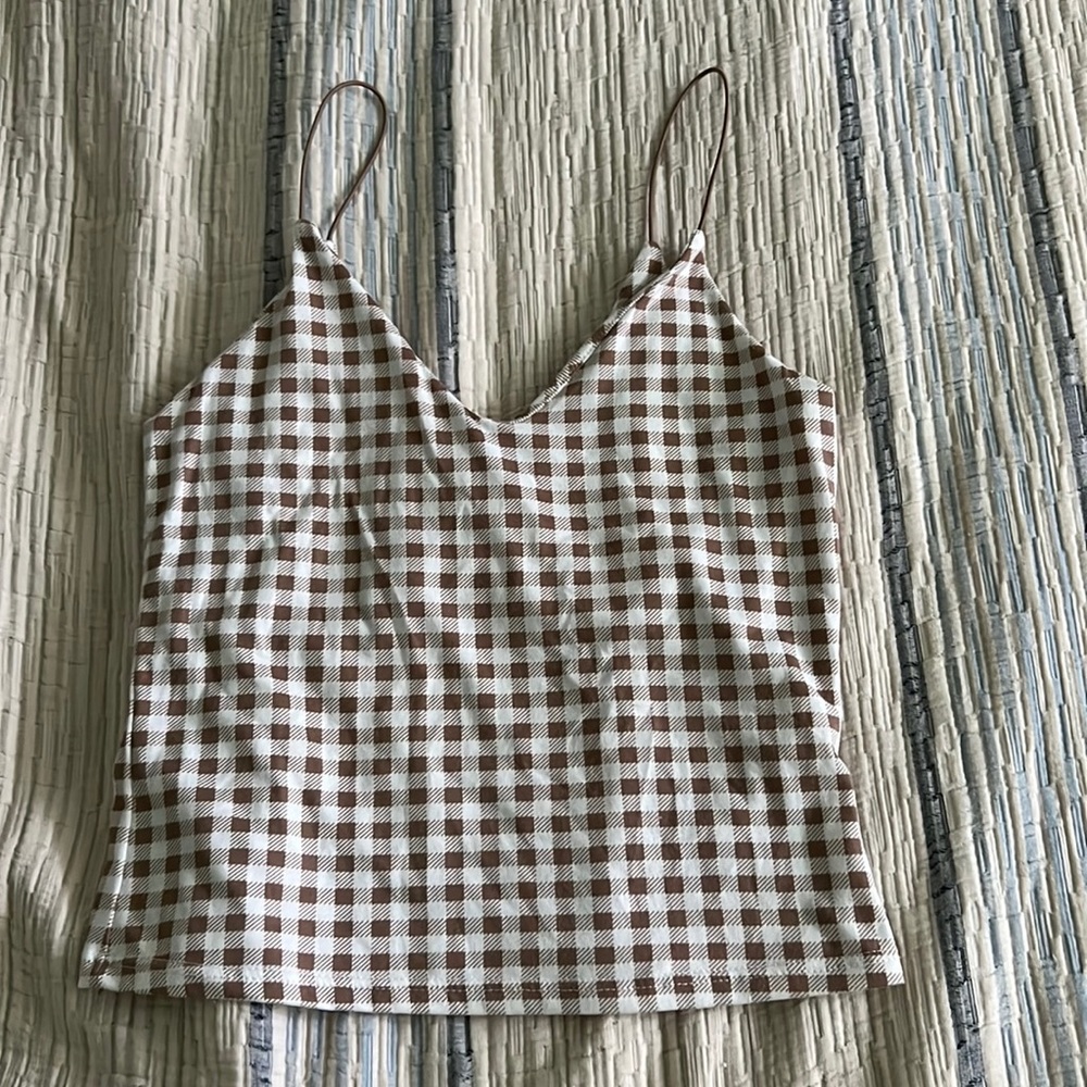Brown gingham tank top